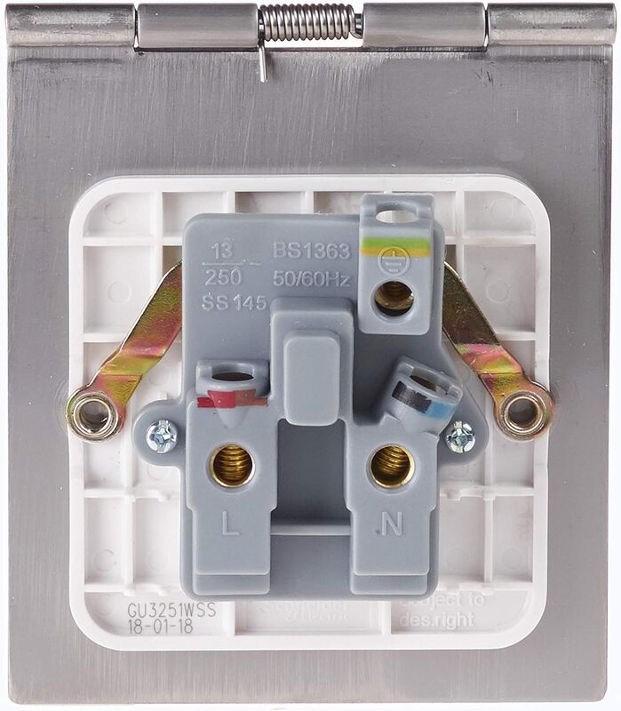 Schneider Electric 2 Socket-outlet, Ultimate, complete product, British,stainless steel - GU3251-WSS