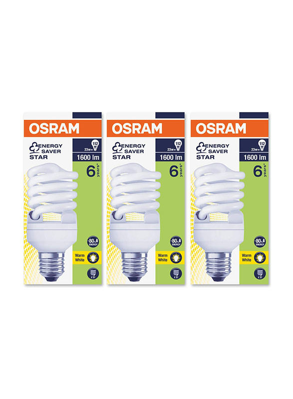 Osram Duluxstar Mini Twist CFL Bulb, 23W, E27, 3 Pieces, Warm White