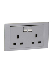 Schneider Electric Vivace 16A 2 Gang Double Switched Socket 250V, Silver