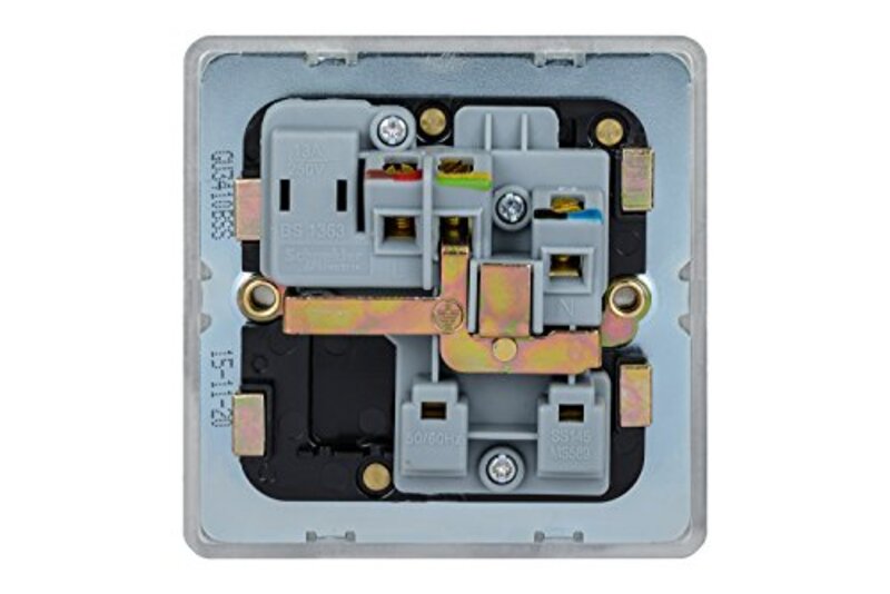 Schneider Electric GU3410-BSS 13A 1-Gang Ultimate Screwless Flat Plate Switched Socket, Stainless Steel - Pack of 3