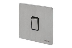 Schneider Electric GU1414-BSS 1 Gang Ultimate Screwless Flat Plate Intermediate Switch, Stainless Steel with Black Interior - Pack of 3