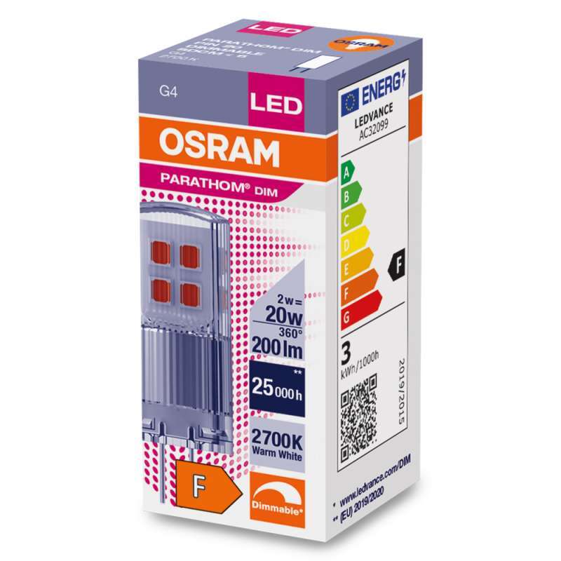 Osram G4 LED PIN lamp 12V Dimmable 320 ° 2W Warm White 2700K - Pack of 5