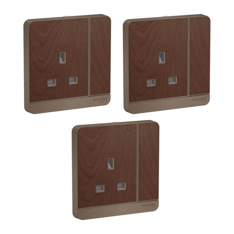 

Schneider Electric AvatarOn, switched socket, 3P, 13 A, 250 V, LED, Wood (Model Number -E8315N_WD_G12) - Pack of 3