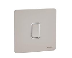 Schneider Electric GU1414WPN 1 Gang Ultimate Screwless Flat Plate Intermediate Switch, Pearl Nickel with White Interior - Pack of 3