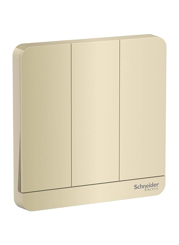 Schneider Electric AvatarOn 16AX 3 Gang 1 Way Plate Switch, E8333L1_WG, Gold