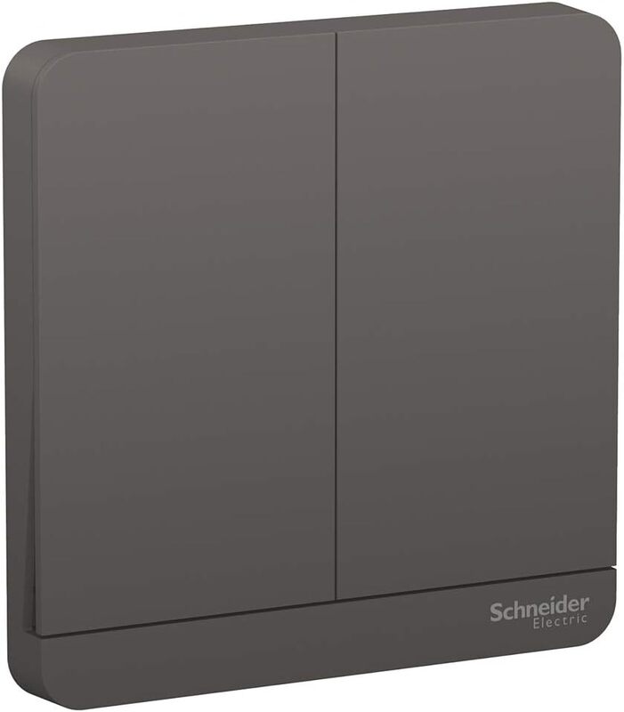 Schneider Electric AvatarOn E8332L1_DG Two Gang One Way Switch 16Amps 250V Dark Grey - Pack of 5