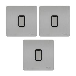 Schneider Electric GU1412BSS 1 Gang Ultimate Screwless Rocker Flat Plate Switch, Stainless Steel with Black Interior - Pack of 3