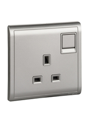 Schneider Electric Pieno 15A 1 Gang Switched Socket 250V, E8215_AS_G1, Aluminium Silver