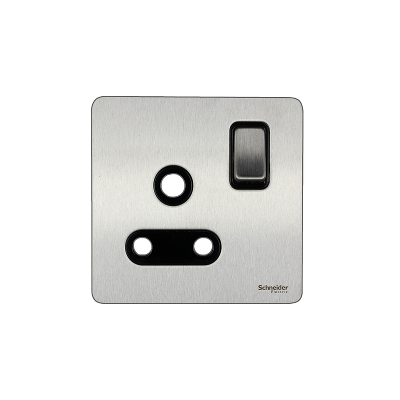 Schneider Electric Switched socket, Ultimate Screwless flat plate, 1P, screw terminal, IP20, stainless steel - GU3490-BSS