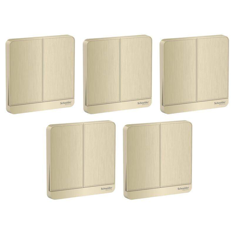 

Schneider Electric E8332L1_GH AvatarOn , 2 switches/Gangs, 16AX, 250V, 1 way, Metal Gold Hairline - Pack of 5