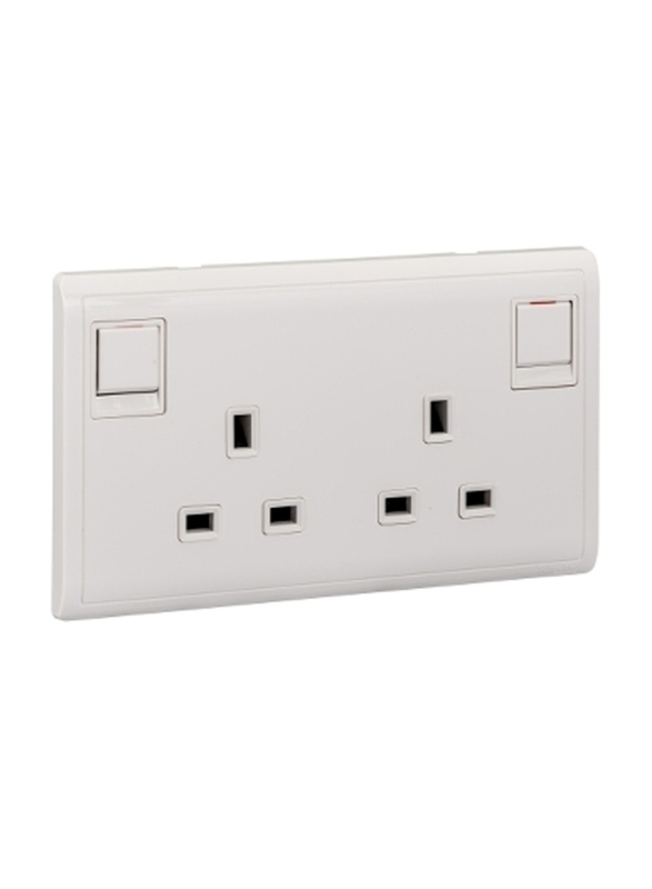 Schneider Electric Pieno 13A 2 Gang Switched Socket 250V, E82T25, White