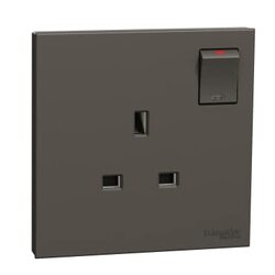 Schneider Electric Avataron C Switched Socket E8715_DG, 1 Gang, 13A Dark Grey 250 V