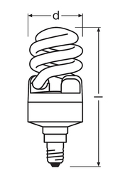 Osram Dulux Mini Twist Energy Saver CFL Bulb, 12W, E14 Base, 6500K, 650Lm, Warm White