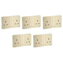 Schneider Electric E83T25_WG_G12 AvatarOn Gold - Double switched socket - 13 A - 230 V - 1 gang -Gold - Pack of 5