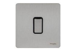 Schneider Electric GU1414-BSS 1 Gang Ultimate Screwless Flat Plate Intermediate Switch, Stainless Steel with Black Interior