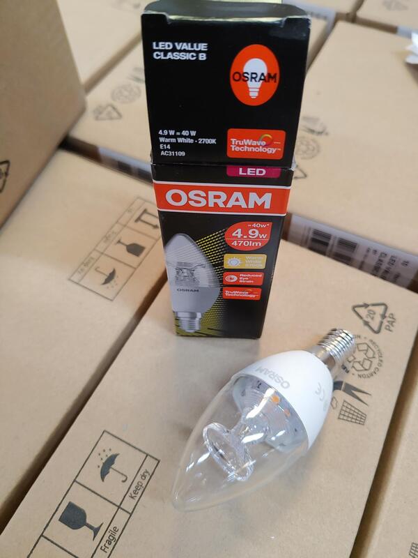 Osram E14 Bulb LED Value Classic B Clear 4.9 W Warm White Candle Lamp  - 2700K