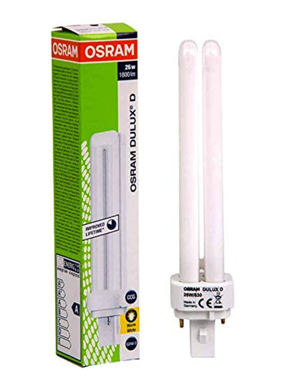 Osram Dulux D Home Decorative Durable CFL Bulb, 26W 2 Pin, 4 Pieces, Warm White