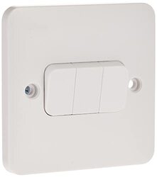 Schneider Electric GGBL1032 Lisse Plate Switch, 3 Gang, 2 Way, 10AX, White - Pack of 5