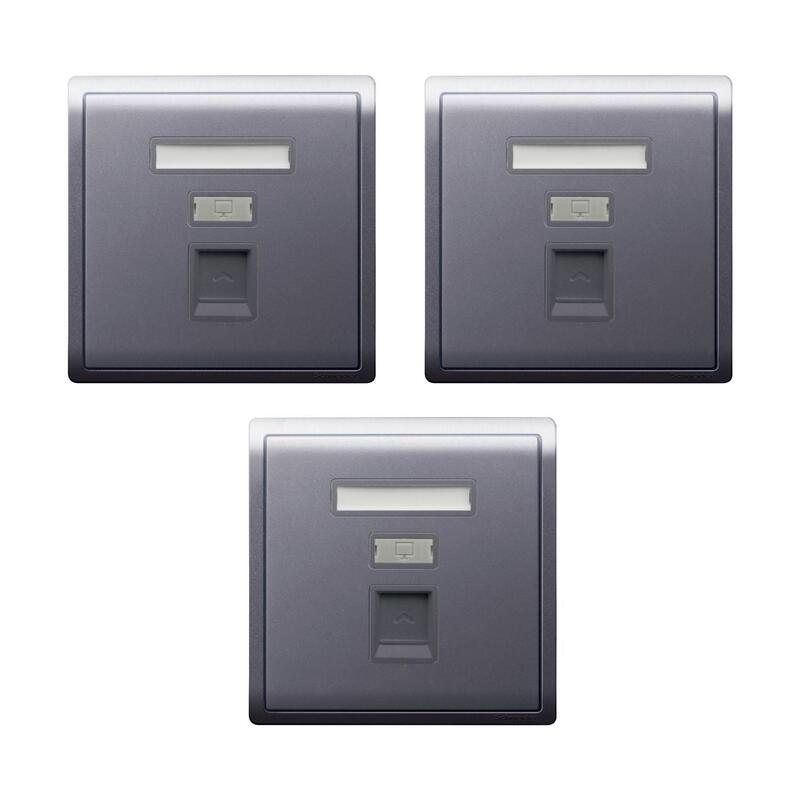 Schneider Electric 1 Gang Shuttered Keystone/ Data Outlet Wallplate without module Matt Black, RJ45 - E8231RJS_MB_G1 - Pack of 3