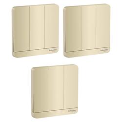 Schneider Electric E8333L2_WG AvatarOn Gold - 2-way plate switch 3 gang - 16AX - Gold - Pack of 3