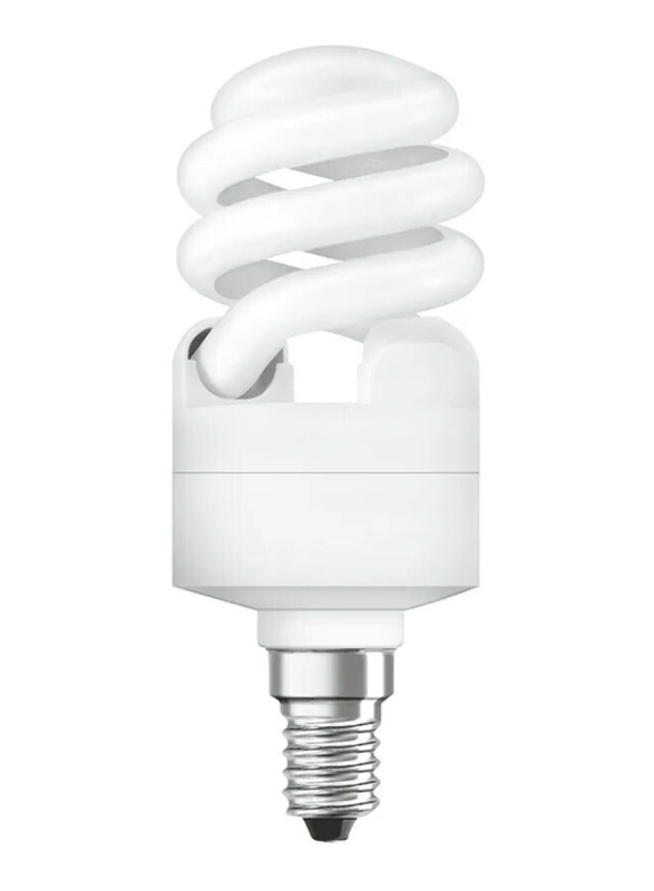 Osram Dulux Mini Twist Energy Saver CFL Bulb, 12W, E14 Base, 6500K, 650Lm, Warm White
