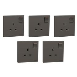 Schneider Electric Switched socket, AvatarOn C, 13A 250V, 1 gang, dark grey - Pack of 5