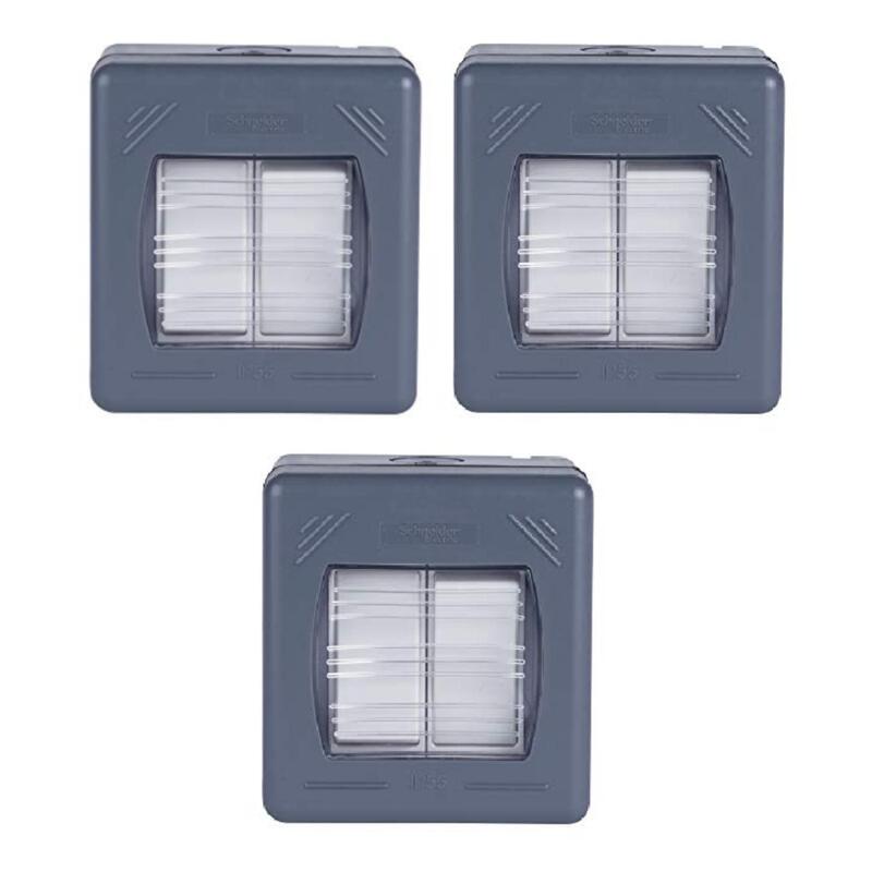 Schneider Electric GWP1622 Exclusive 2-Way Switch 2 Gang 10 AX, Grey - Pack of 3