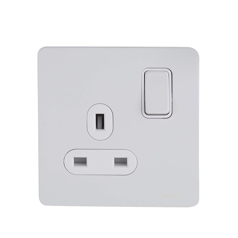 Schneider Electric Ultimate Screwless flat plate - switched socket - 2P - 1 gang - white metal - GU3410DWPW - Pack of 3
