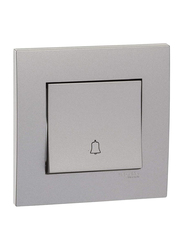 Schneider Electric Vivace 10A 1 Gang 2 Way Retractive Door Bell Switch with Bell Symbol, KB31BPB, Aluminium Silver