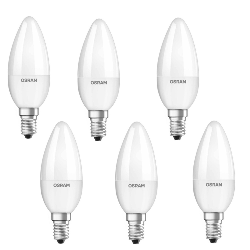

Osram Led Bulb E14 Candle Lamp 5W Warm White Dimmable 2700K,Pack Of 6