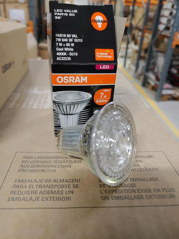 Osram GU10 LED Bulb PAR16 36 Degree 7W, Cool White Lamp / 4000K Spot Light Non Dimmable Pack Of 10