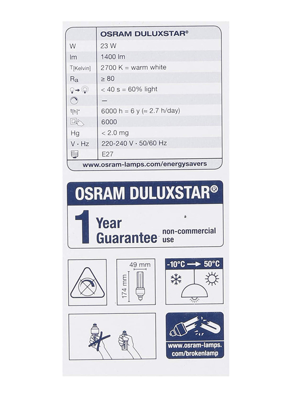 Osram Duluxstar Cool CFL Bulb, 23W, White