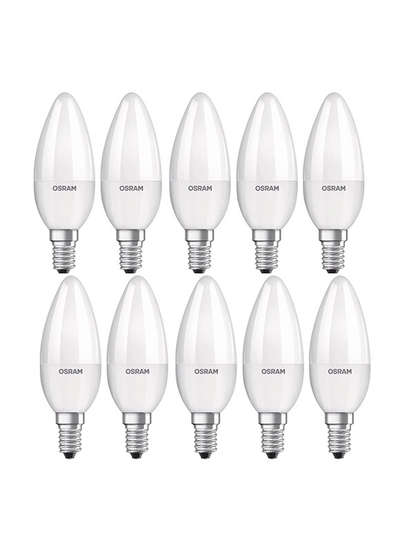 

Osram E14 Dimmable Candle Shape LED Bulb, 5.5W, 2700K, 10 Pieces, Warm White