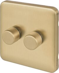 Schneider Electric Lisse - Universal Dimmer - 2 gang 2 way - 250W/VA Satin Brass - GGBL6022CSBS