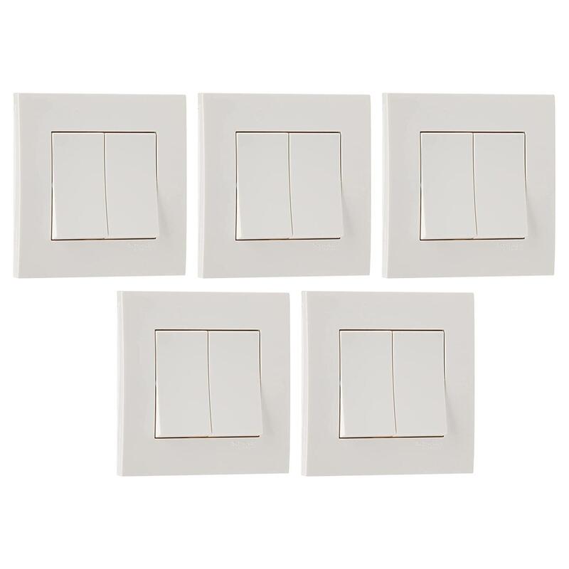 Schneider Electric KB32R Vivace White - 2-way plate switch 2 gang - 16AX - white - Pack of 5