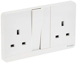 Schneider Electric E83T25_WE_G12 AvatarOn White - Double switched socket 13 A 230 V 1 gang -White - Pack of 5