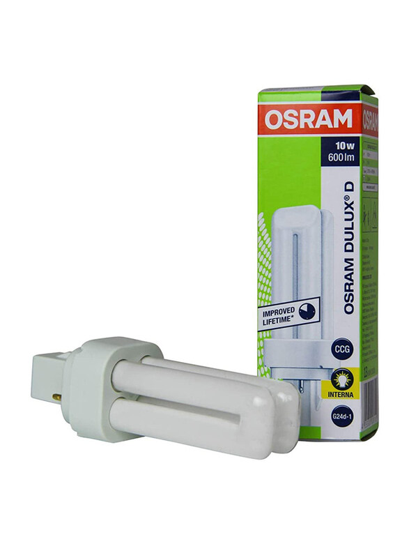 

Osram Dulux D G24D1-2 CFL Light Bulb, 600 Lumens, 10W, White