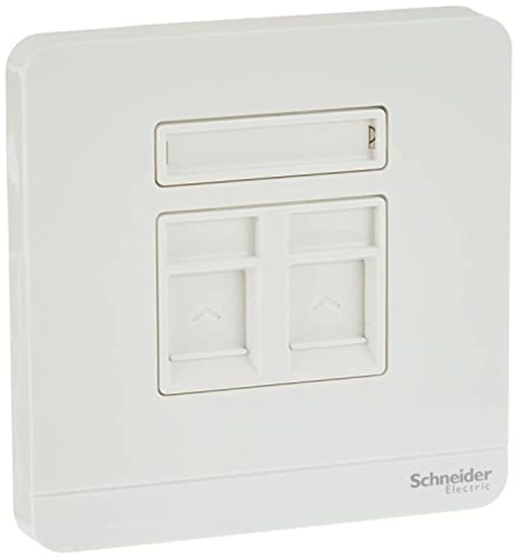 Schneider Electric Avataron, Wallplate For 2 Keystone Rj45, White - Pack of 5