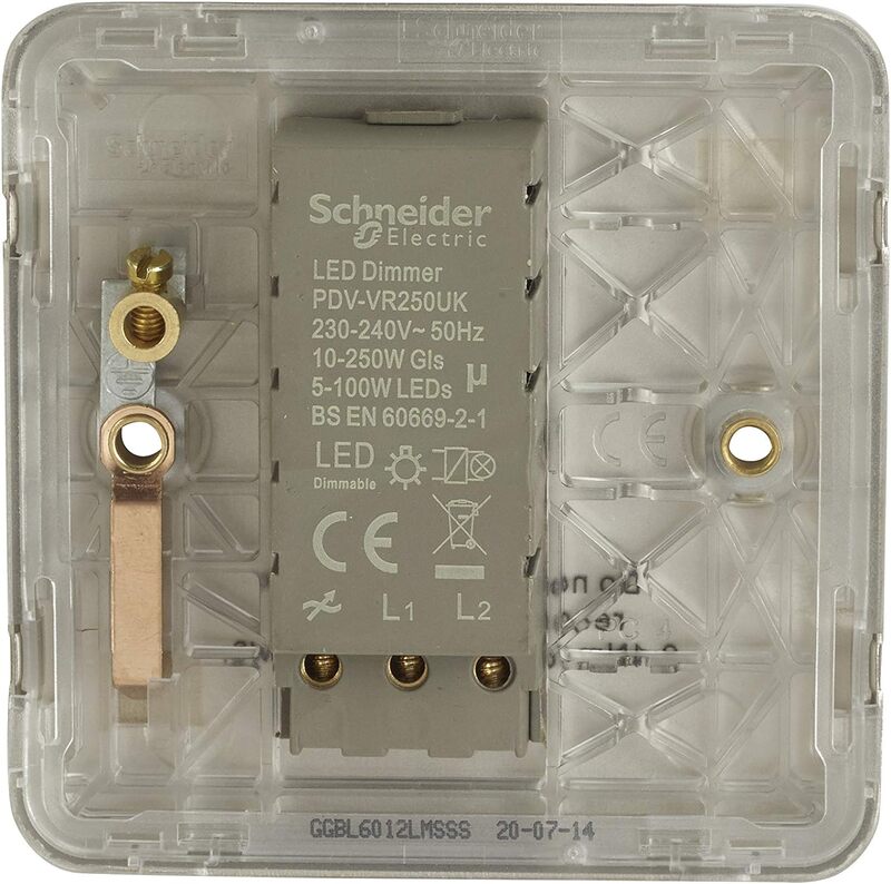 Schneider Electric Lisse - Universal Dimmer - 1 gang 2 way LED - 100W Stainless Steel - GGBL6012LMSSS