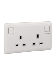 Schneider Electric Pieno 13A 2 Gang Switched Socket 250V, E82T25, White