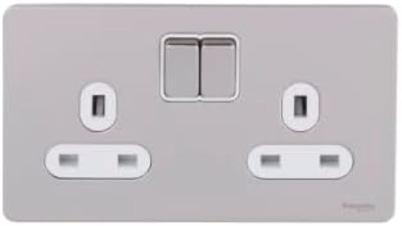 Schneider Electric Ultimate Screwless flat plate - switched socket - 2P - 2 gangs - pearl nickel - GU3420DWPNG