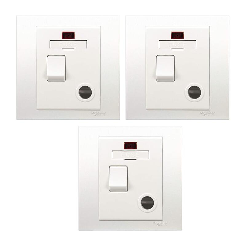 Schneider Electric KB31DNFSG Vivace White - 13A 250V Switched Fused Connection Unit with Neon - Pack of 3