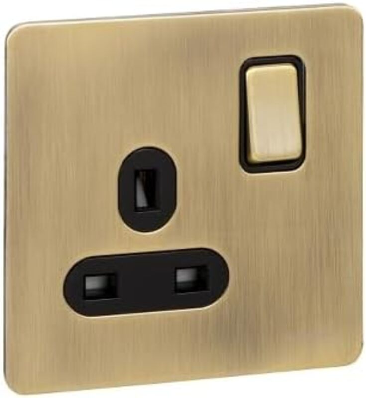 

Schneider Electric Ultimate Screwless flat plate - switched socket - 1 gang - antique brass - GU3410BAB