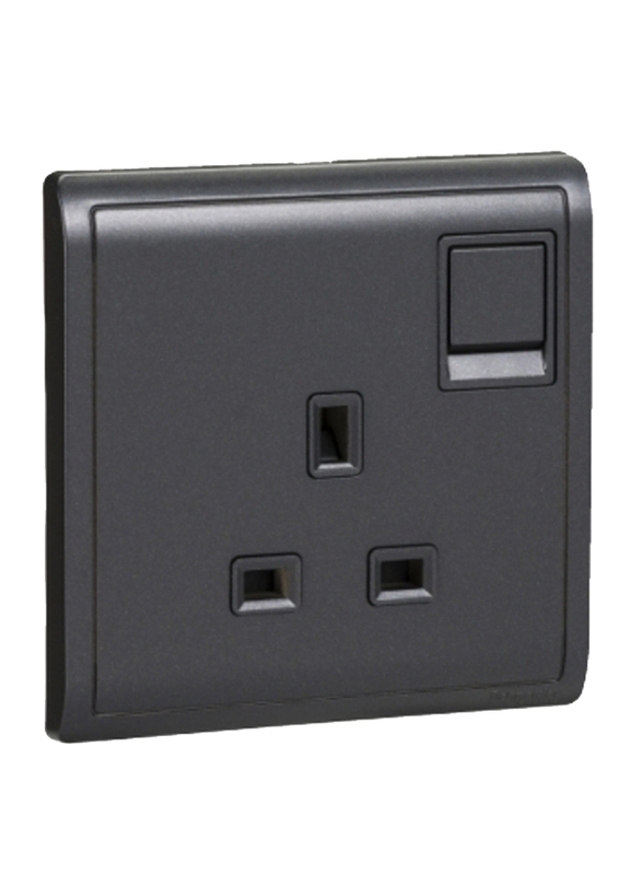 Schneider Electric Pieno 13A 1 Gang Switched Socket 250V, E8215_MB_G1, Matt Black