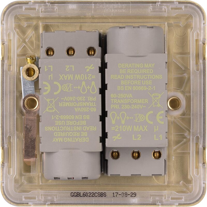 Schneider Electric Lisse - Universal Dimmer - 2 gang 2 way - 250W/VA Satin Brass - GGBL6022CSBS