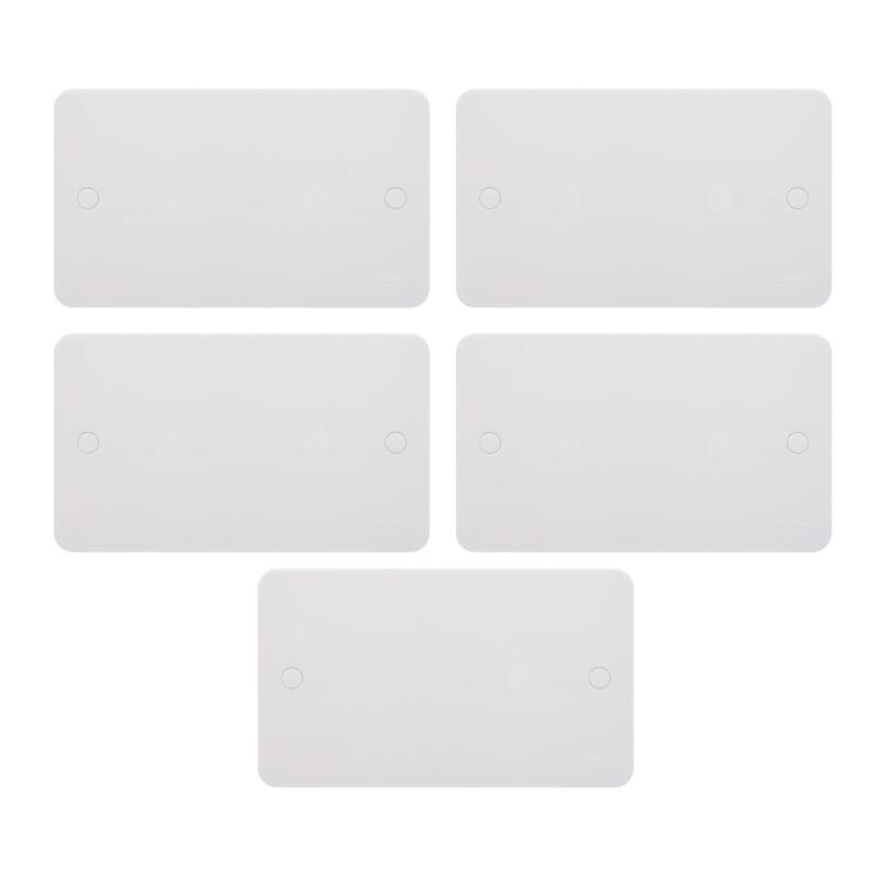 Schneider Electric Lisse - White moulded - blank plate - 2 gangs - matt white - GGBL8020S - Pack of 5