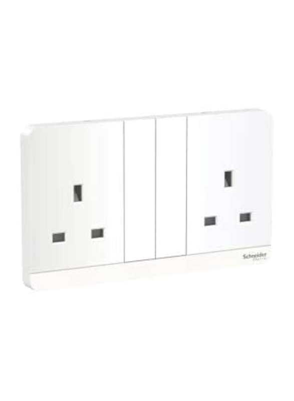 Schneider Electric AvatarOn 13A 1 Gang Double Switched Socket 230V, E83T25_WE_G12, White