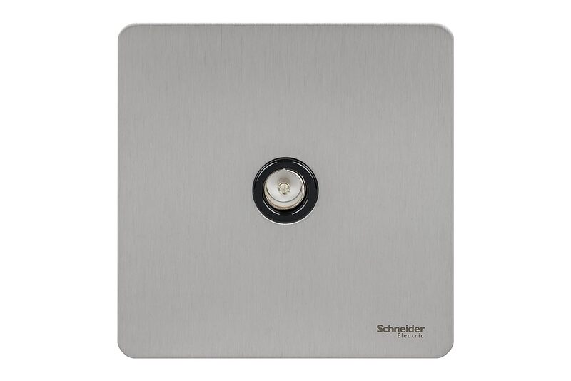 Schneider Electric TV/FM socket, Ultimate Screwless flat plate, IP20, stainless steel - GU7410-BSS