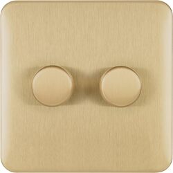 Schneider Electric Lisse - Universal Dimmer - 2 gang 2 way - 250W/VA Satin Brass - GGBL6022CSBS