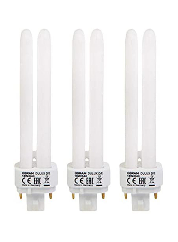 Osram Home Decorative High Quality and Durable CFL Bulb, 18W, 4 Pin, 3 Pieces, White